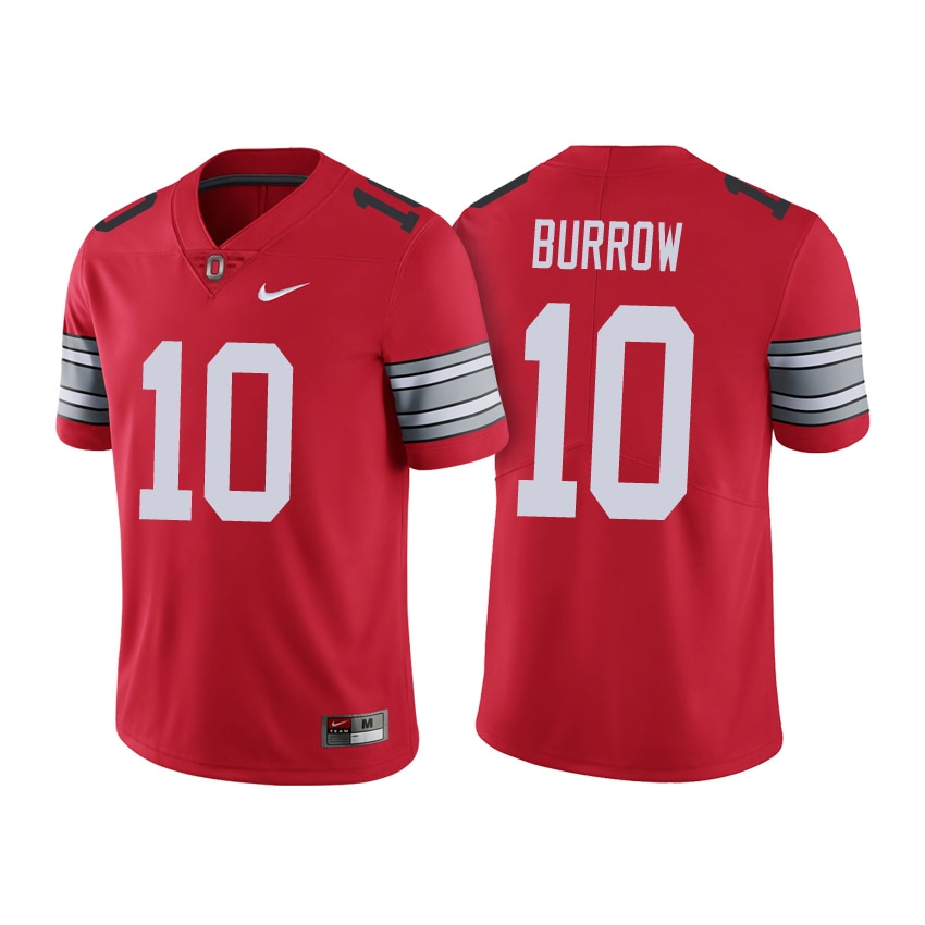 Ohio State Buckeyes Men's NCAA Joe Burrow #10 Scarlet 2018 Spring Game Limited College Football Jersey RBR6649EX